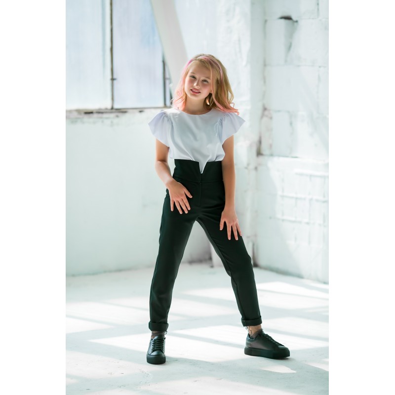 Школьные черные брюки высокая талия
